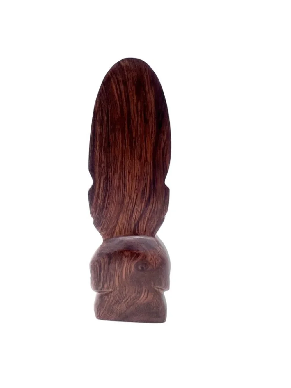 Wooden Figurine 8 Inches Tall Rich Brown Finish Unique Cultural Decor Piece
